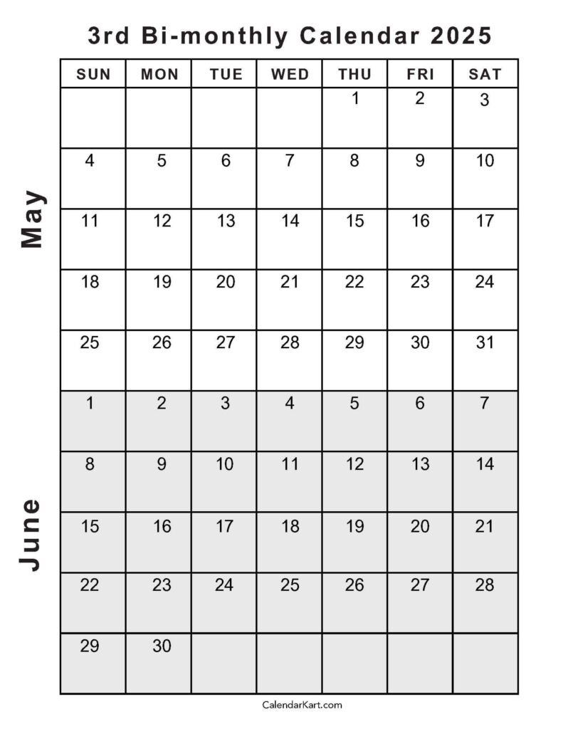 Printable May June 2025 Calendar Templates | Calendarkart With Regard To Printable Calendar For May And June 2025 Printable May June 2025 Calendar Templates | Calendarkart With Regard To Printable Calendar For May And June 2025