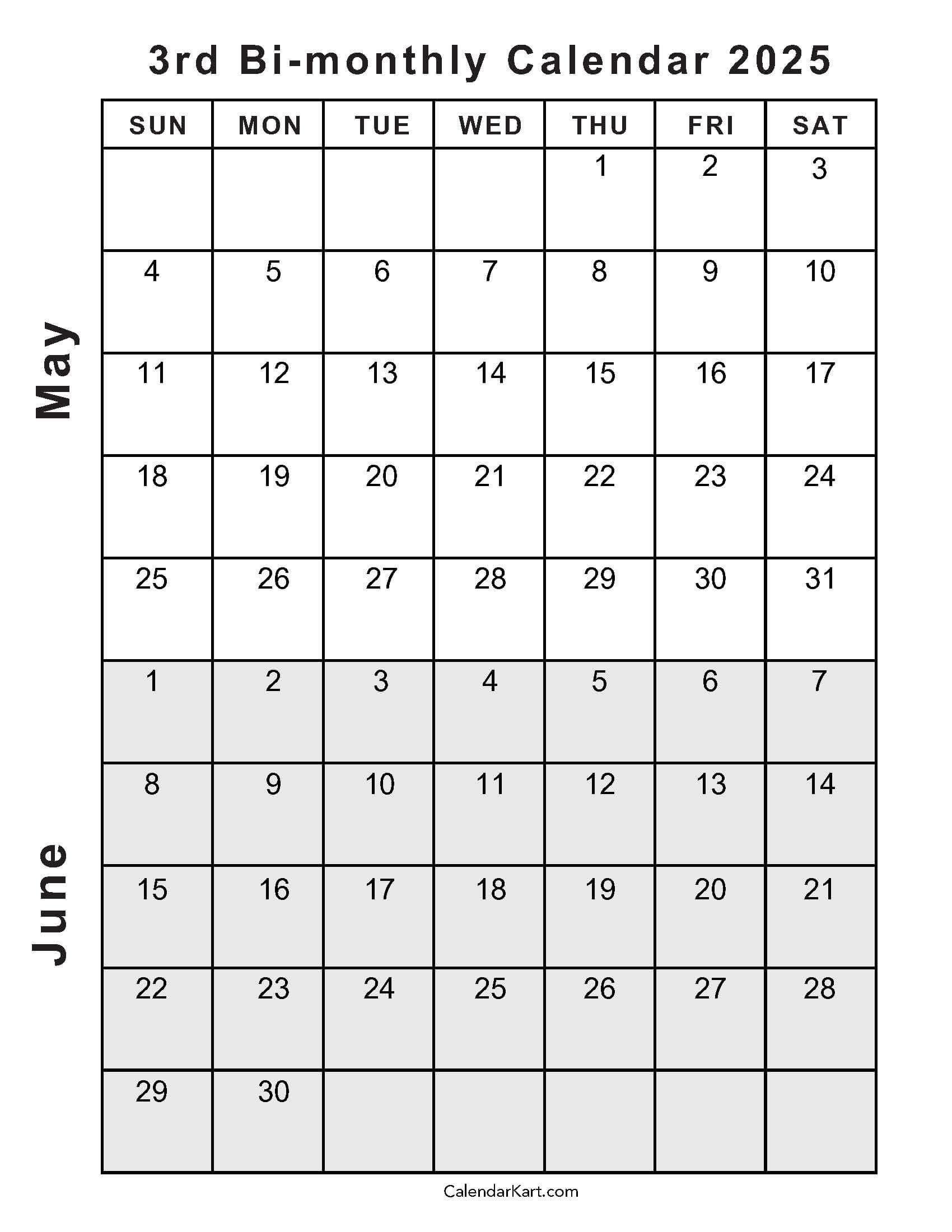 Printable May June 2025 Calendar Templates | Calendarkart with regard to Printable Calendar For May And June 2025
