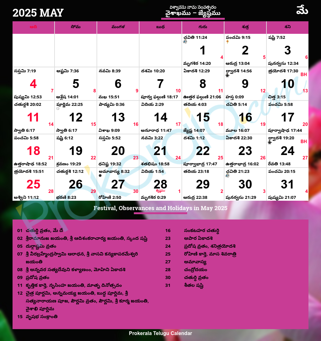 Telugu Calendar May, 2025 | మే, 2025 క్యాలెండర్ intended for Telugu Calendar 2025 May