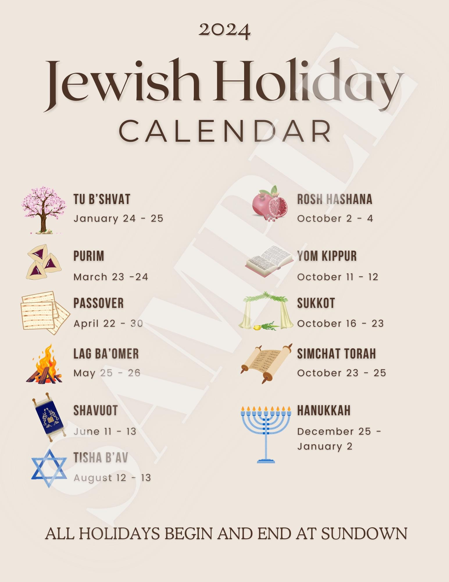 2025 Jewish Holiday Calendar - Etsy Uk intended for Chabad Calendar June 2025