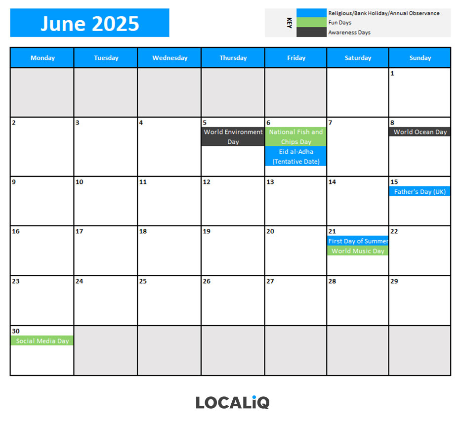 2025 Key Awareness Days And Holidays For Social Media inside June 2025 Weather Calendar