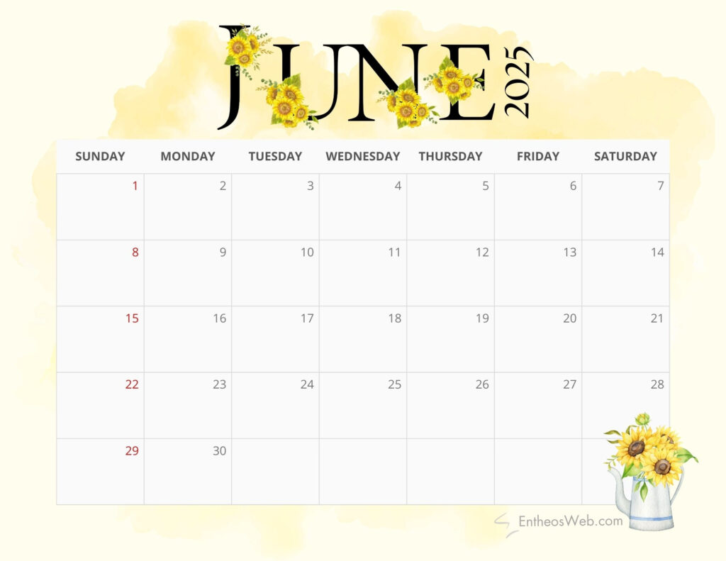 2025 Sunflowers Calendar Printable | Entheosweb Inside Sunflower June 2025 Calendar 2025 Sunflowers Calendar Printable | Entheosweb Inside Sunflower June 2025 Calendar