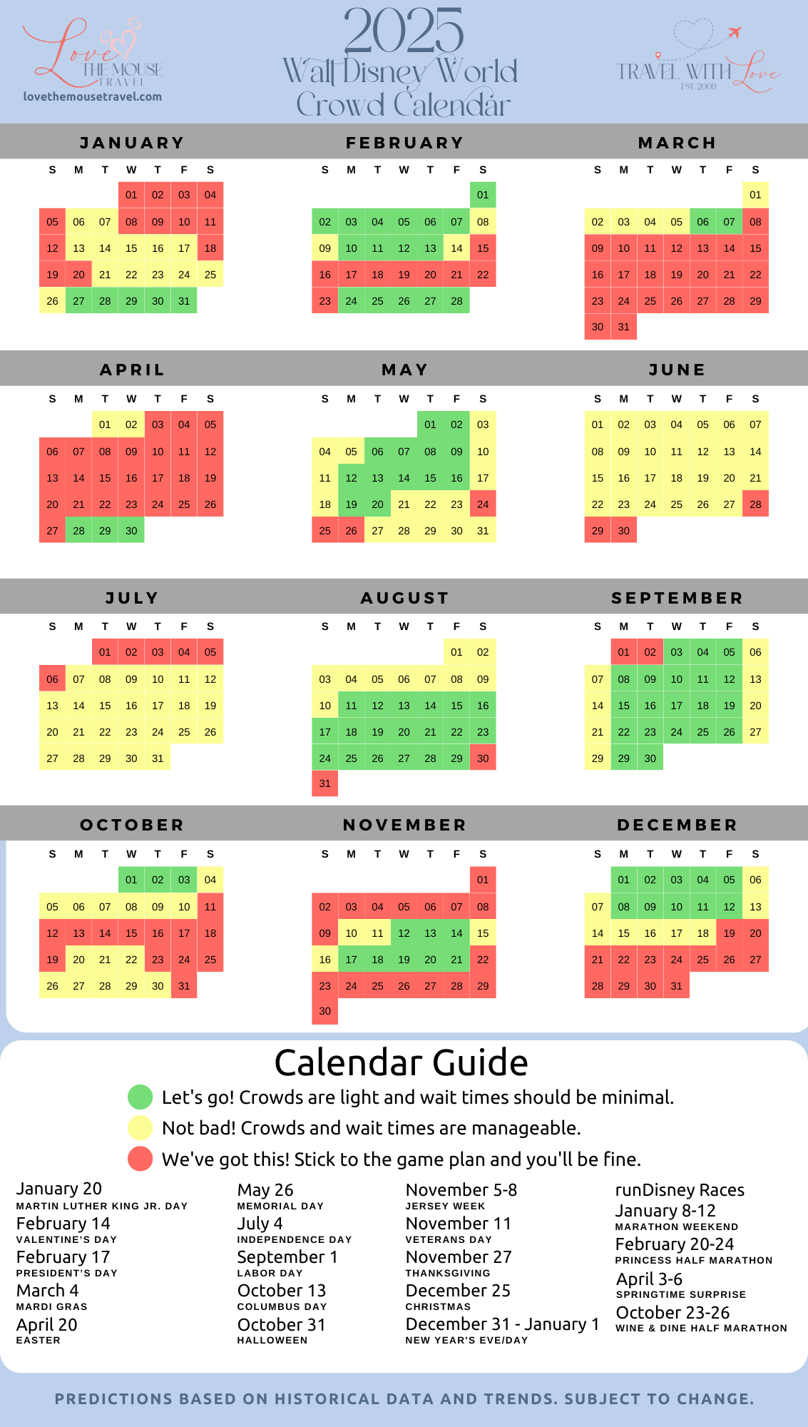 2025 Walt Disney World Crowd Calendar | Love The Mouse Travel pertaining to Disneyland Crowd Calendar June 2025