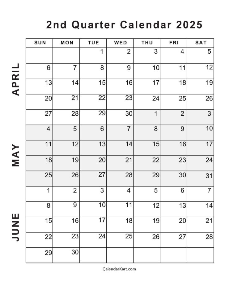 April May June July Calendar 2025