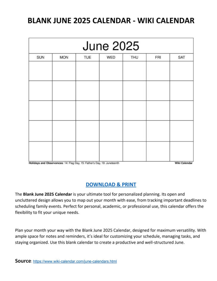 June 2025 Calendar Wiki