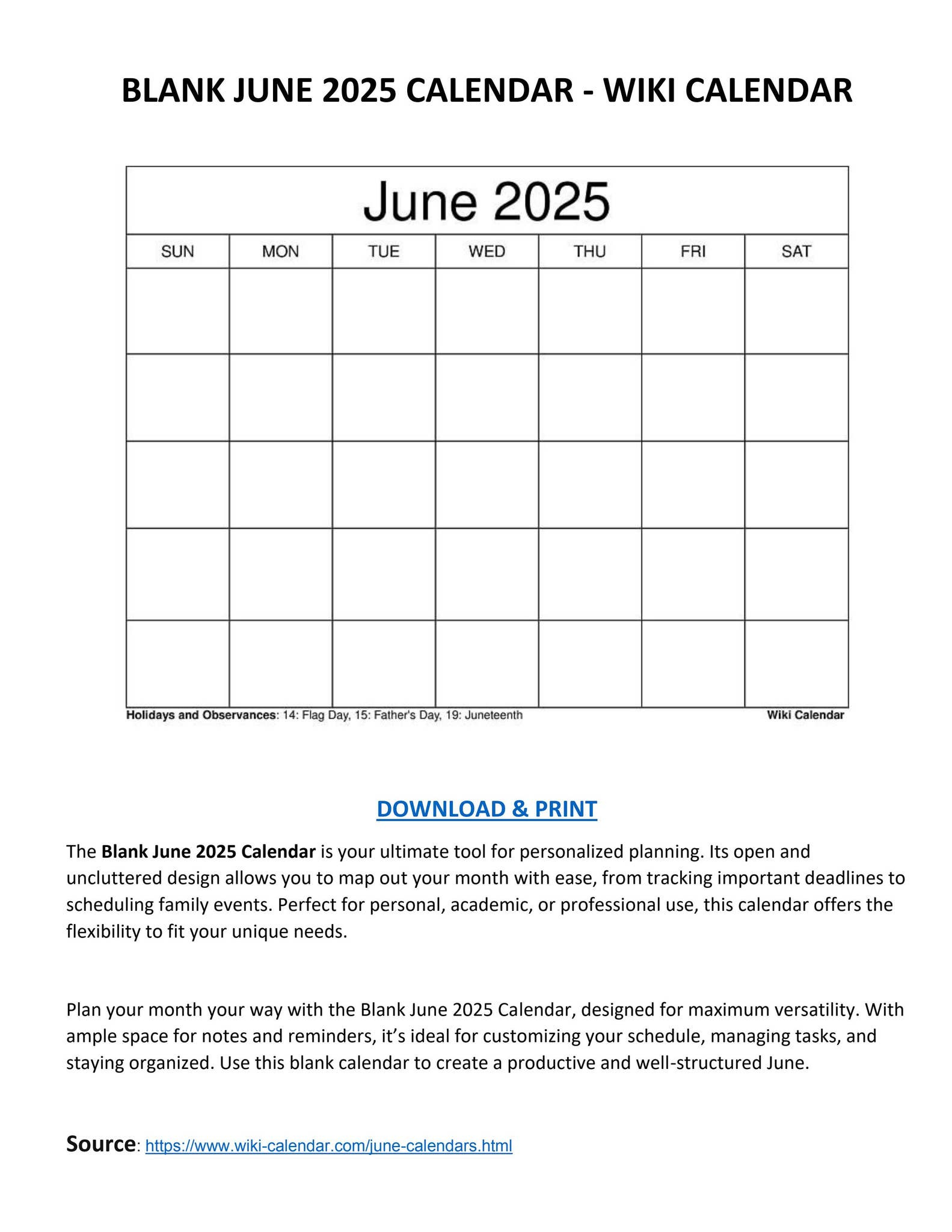 Blank June 2025 Calendar - Wiki Calendarwiki Calendar - Issuu with regard to June 2025 Calendar Wiki
