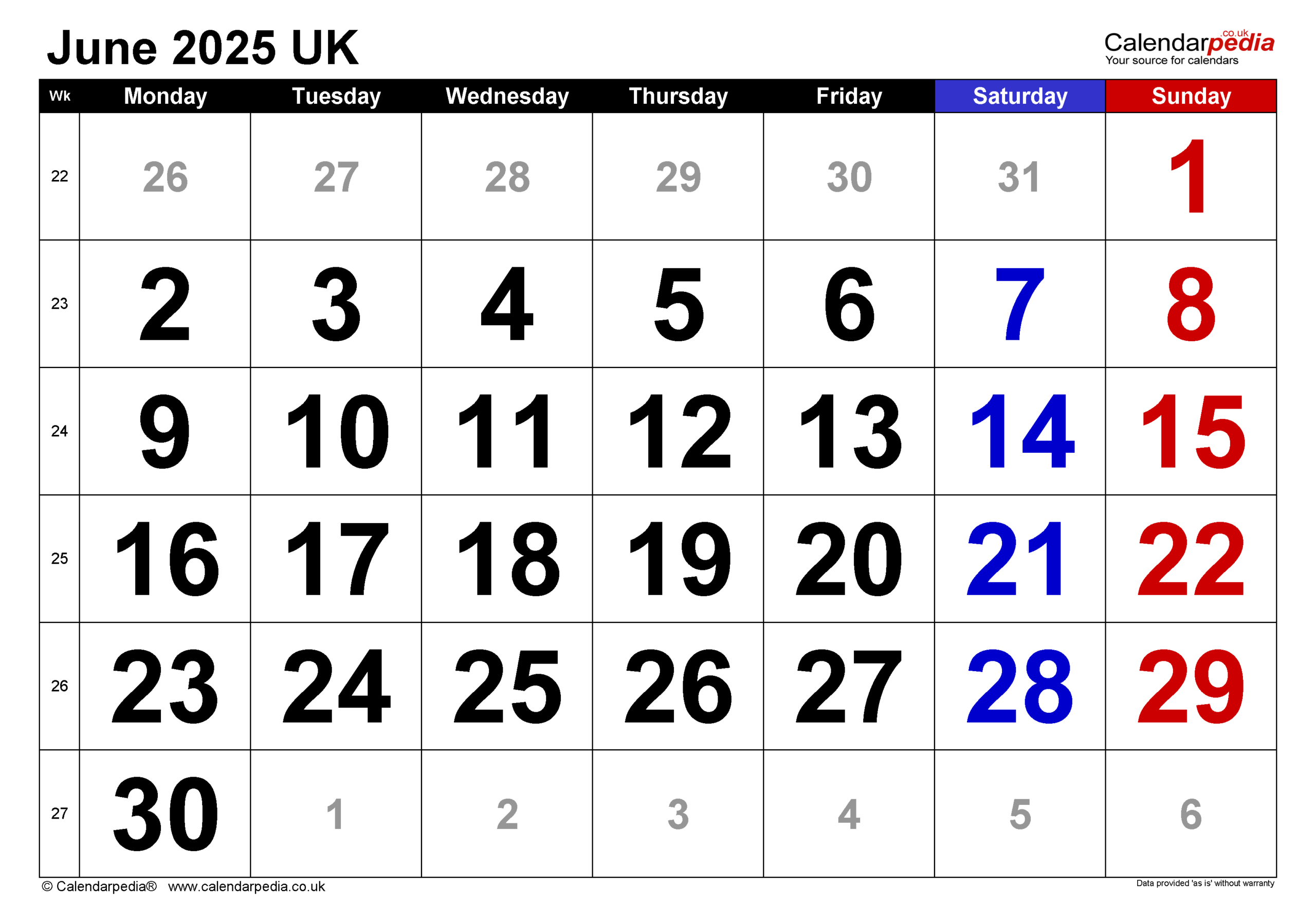 Calendar June 2025 Uk With Pdf, Excel And Word Templates inside Google Calendar - June 2025