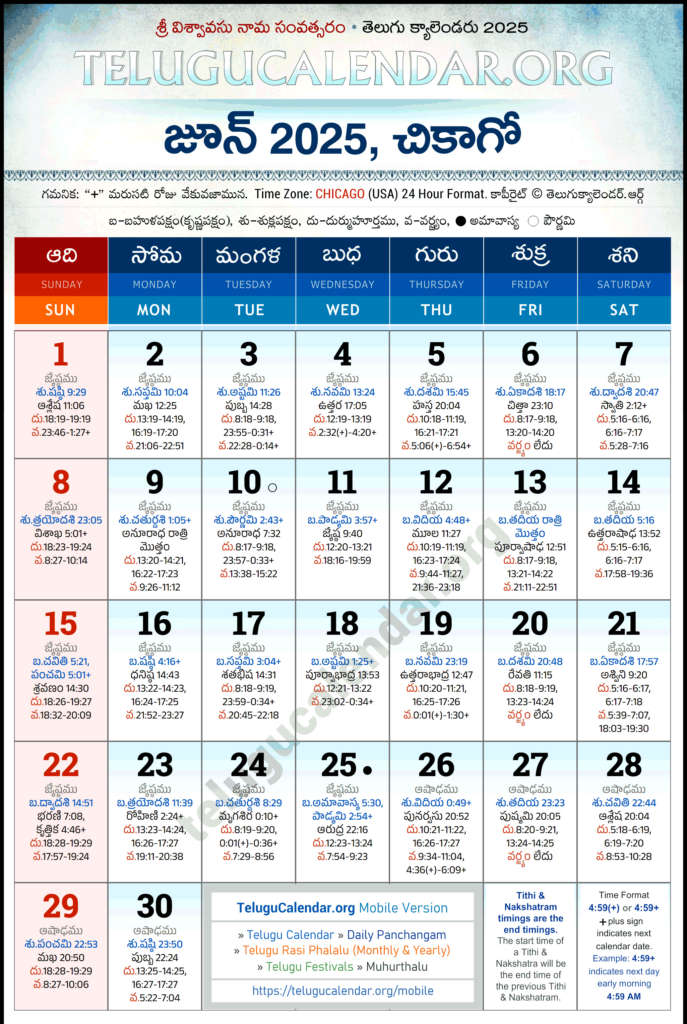 Chicago Telugu Calendar 2025 June Pdf Festivals Throughout Chicago Telugu Calendar June 2025