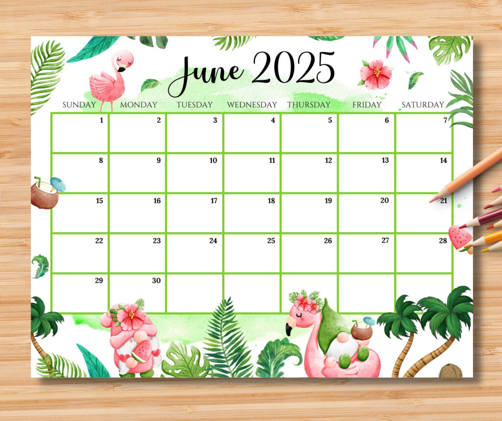Editable June 2025 Calendar, Joyful Summer With Cute Gnomes With June 2025 Calendar Colorful Editable June 2025 Calendar, Joyful Summer With Cute Gnomes With June 2025 Calendar Colorful