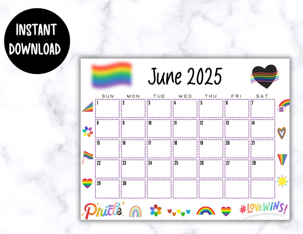 Editable June 2025 Calendar | Lgbtq+ Month Planner | Printable With Regard To June 2025 Pride Month Calendar