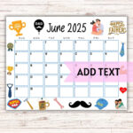 Editable Printable June Calendar 2025 | Cute Father'S Day Calendar | June  2025 Calendar | Monthly Calendar | Fillable Calendar   Etsy Denmark Regarding June 2025 Calendar Father Day