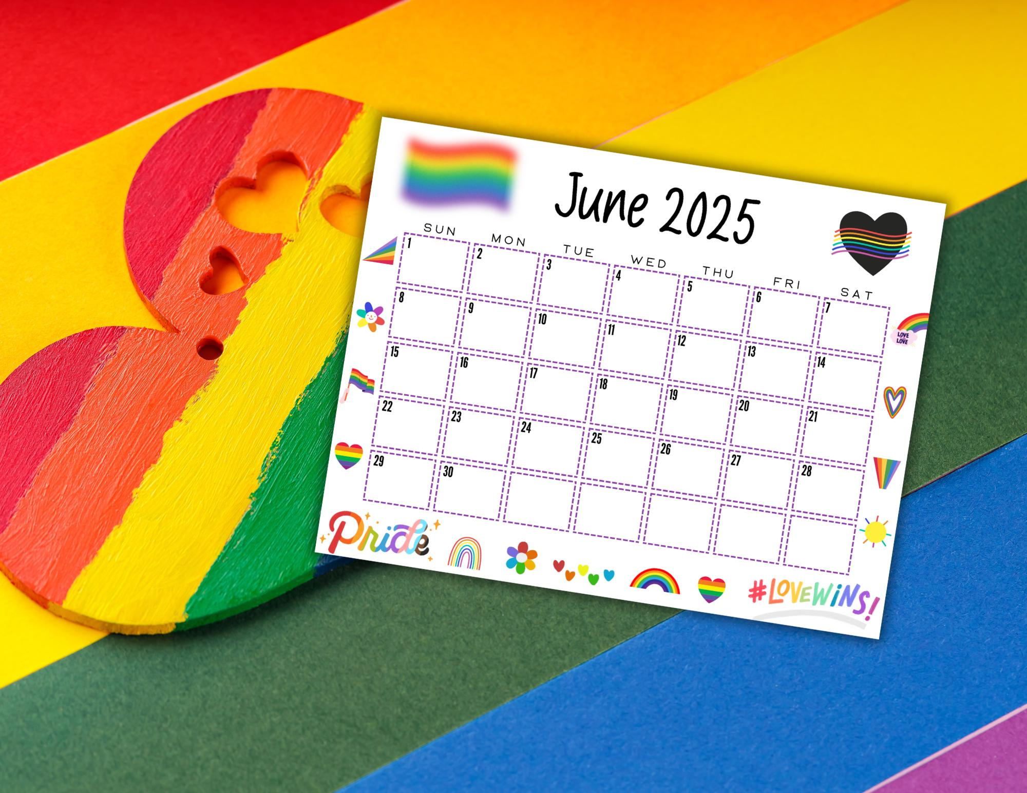 Editierbarer Kalender Juni 2025 | Lgbtq+ Monatsplaner | Printable within June 2025 Pride Month Calendar