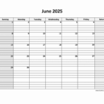 Free Download Printable June 2025 Calendar, Large Box Grid, Space In June 2025 Calendar With Lines