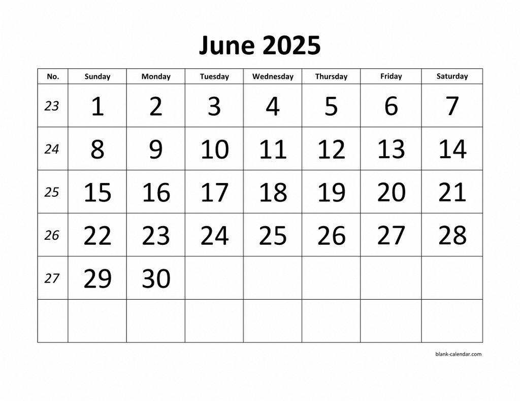Free Download Printable June 2025 Calendar, Large Font Design intended for Show Me A Calendar Of June 2025