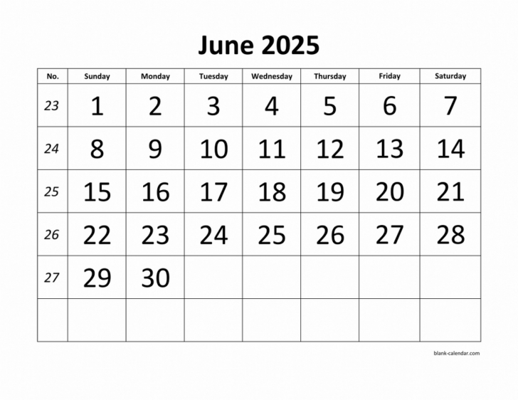 Show Me The Calendar Month Of June 2025