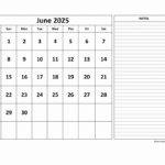 Free Download Printable June 2025 Calendar, Large Space For Intended For June 2025 Calendar With Notes