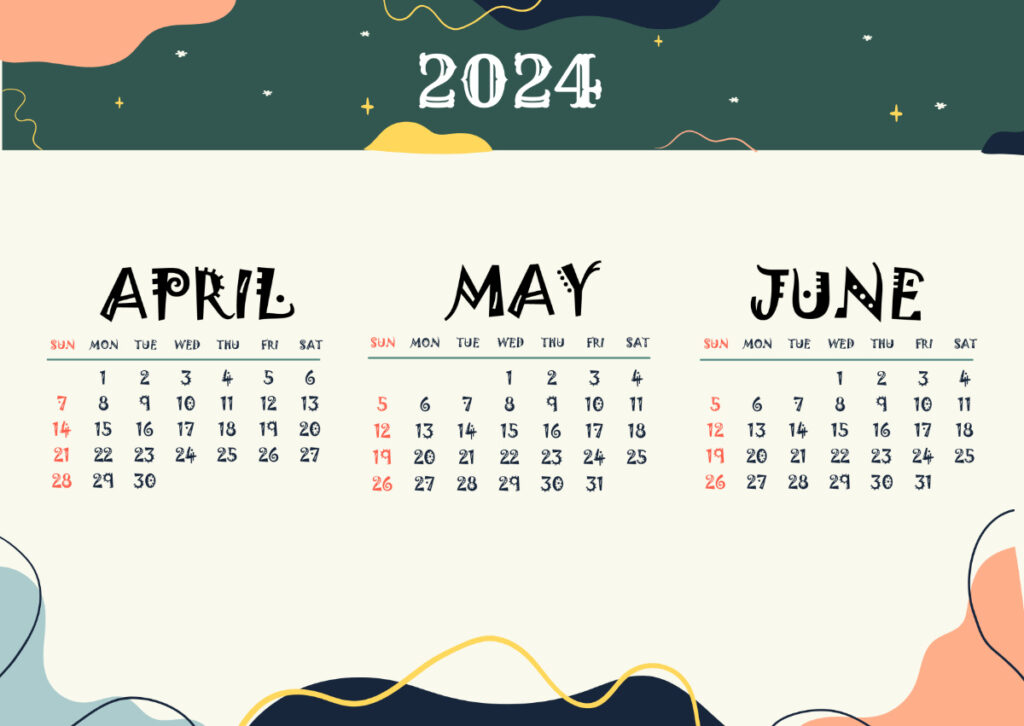 Free Printable April May June 2024 Calendar Template To Edit Online With Regard To April May June Calendar Printable