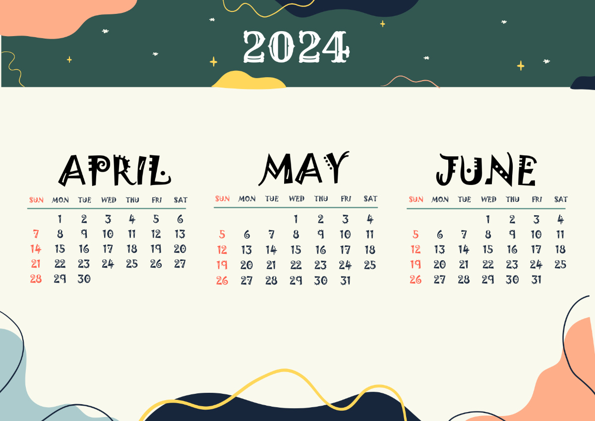 Free Printable April May June 2024 Calendar Template To Edit Online with regard to April May June Calendar Printable