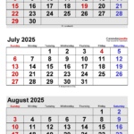 July 2025 Calendar | Templates For Pdf, Excel And Word Pertaining To June July August 2025 Calendar Editable