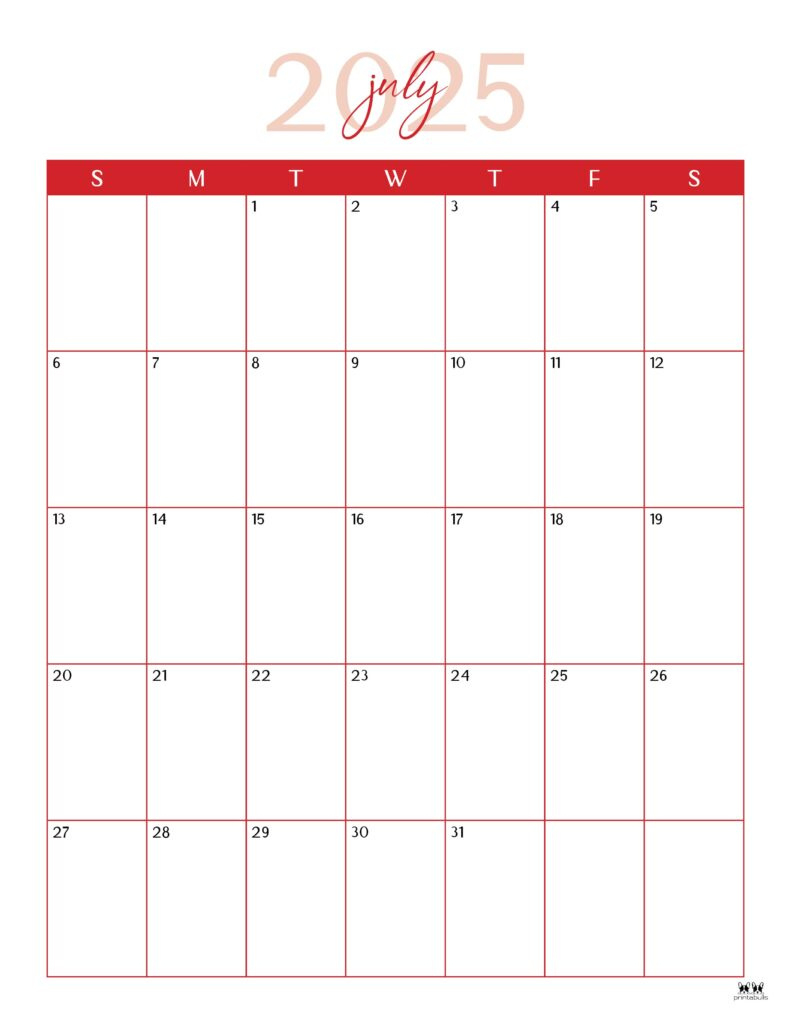 July 2025 Calendars 107 Free Printables | Printabulls For Free Printable Calendar July 202 July 2025 Calendars 107 Free Printables | Printabulls For Free Printable Calendar July 202