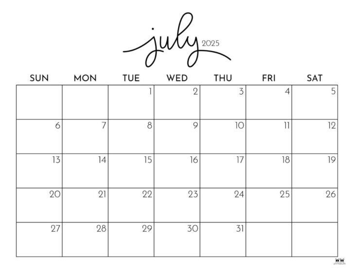 Calendar Of June and July 2025