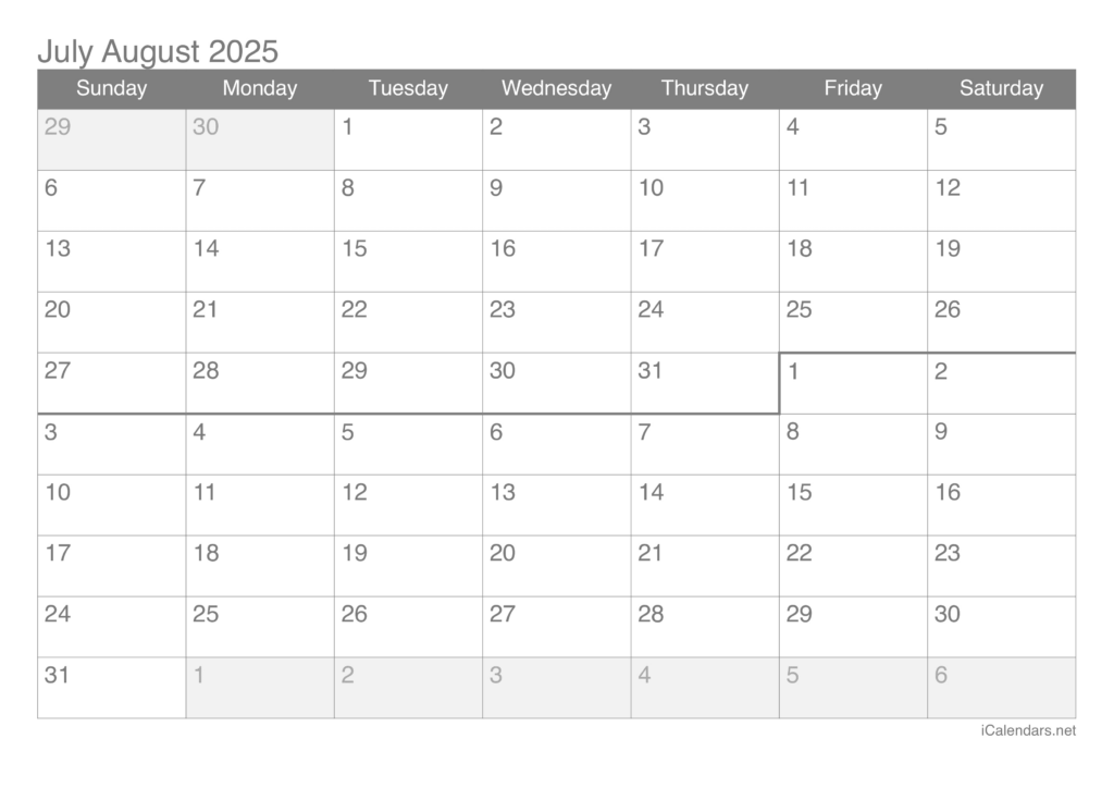 July And August 2025 Printable Calendar In Blank June July August 2025 Calendar July And August 2025 Printable Calendar In Blank June July August 2025 Calendar