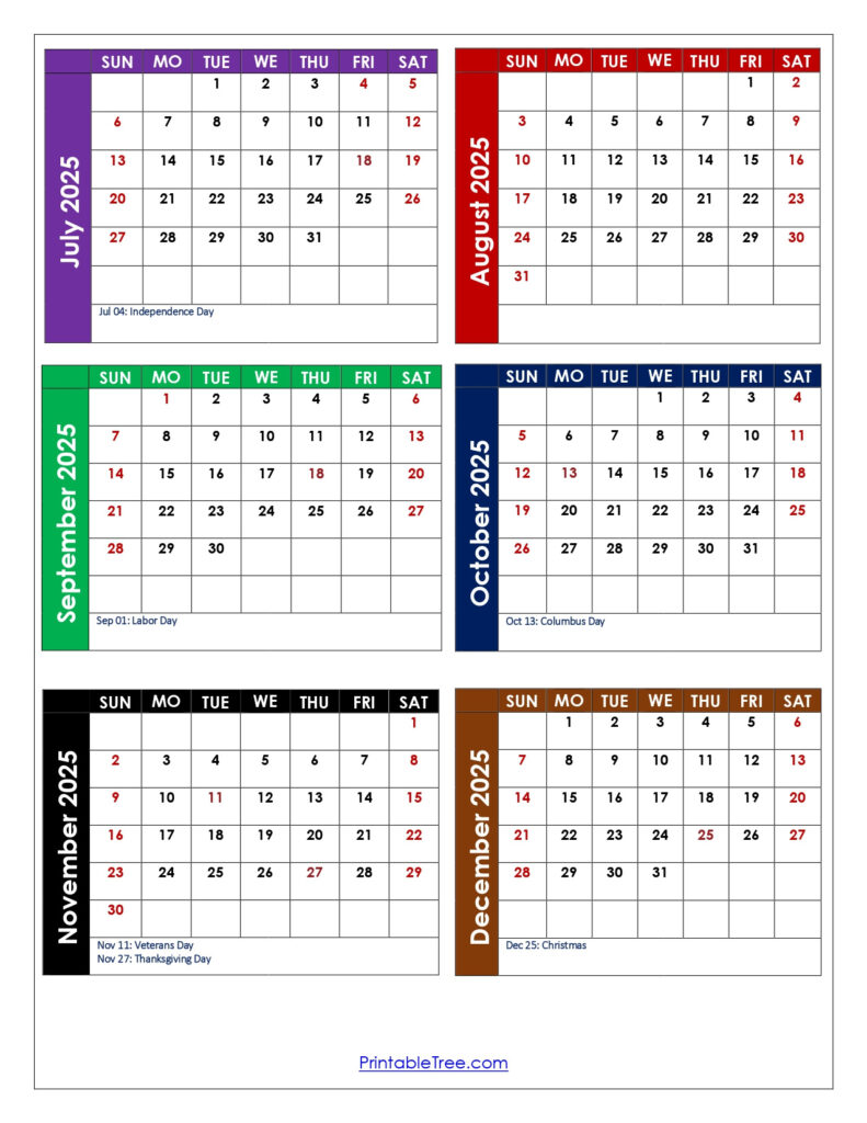 July To December 2025 Calendar Printable Pdf | Six Months Calendar Intended For June 2025 To December 2025 Calendar July To December 2025 Calendar Printable Pdf | Six Months Calendar Intended For June 2025 To December 2025 Calendar
