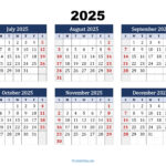 July To December 2025 Calendar Printable Pdf | Six Months Calendar With Regard To June 2025 To December 2025 Calendar