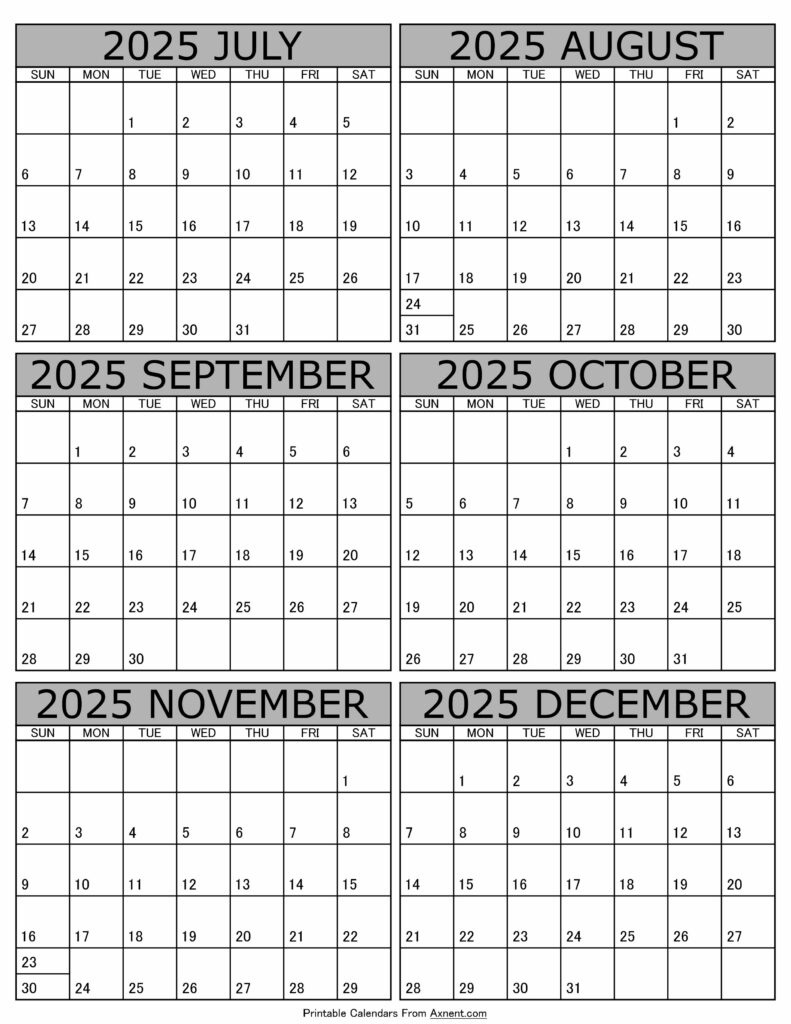 July To December 2025 Calendar Templates Six Months Intended For June 2025 To December 2025 Calendar July To December 2025 Calendar Templates Six Months Intended For June 2025 To December 2025 Calendar