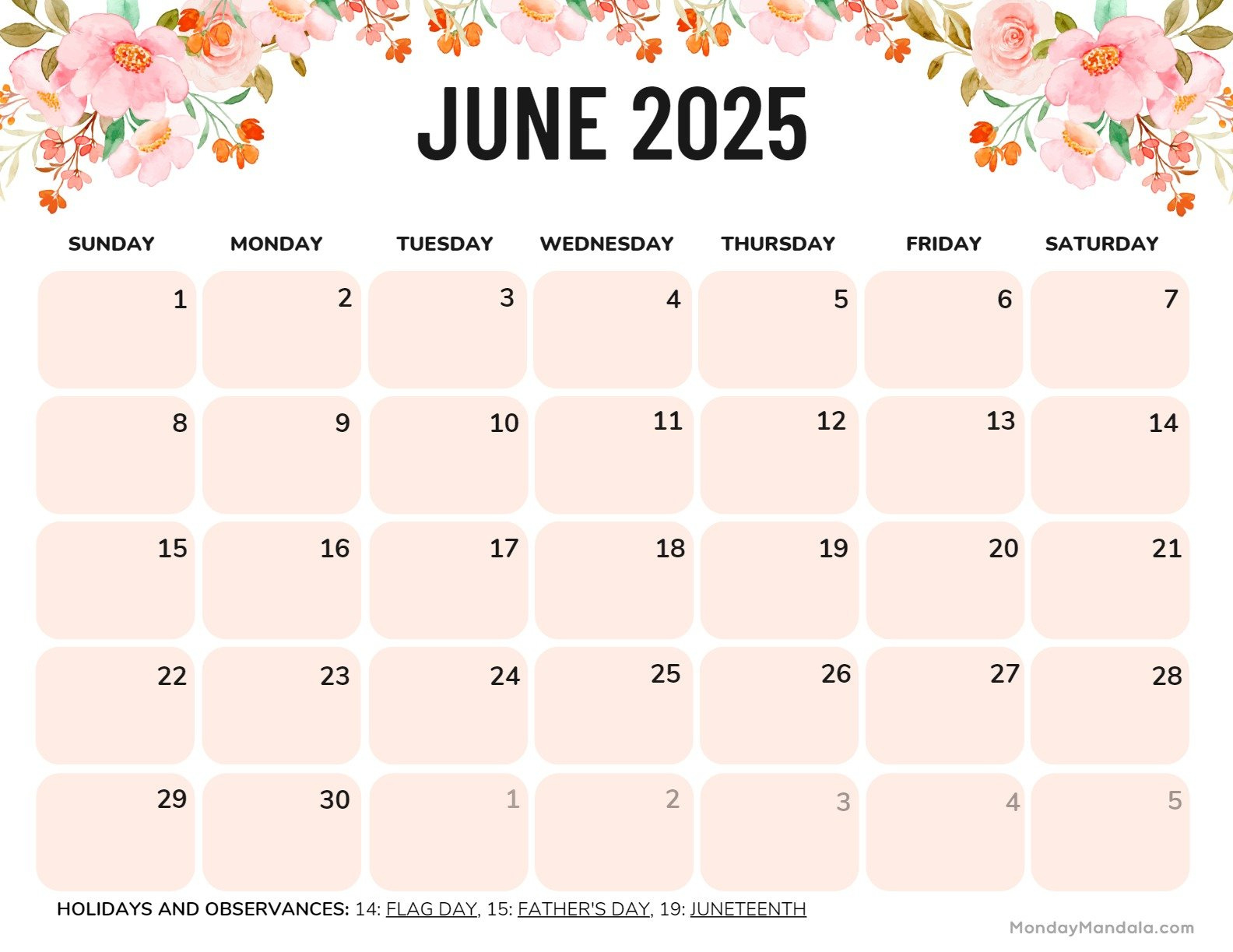 June 2025 Calendar (52 Free Pdf Printables) inside Show Me The Calendar For June Of 2025