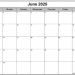 June 2025 Calendar | Free Printable Calendars Inside June 2025 Calendar Print