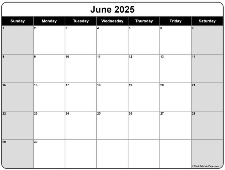 Month Of June 2025 Calendar Printable