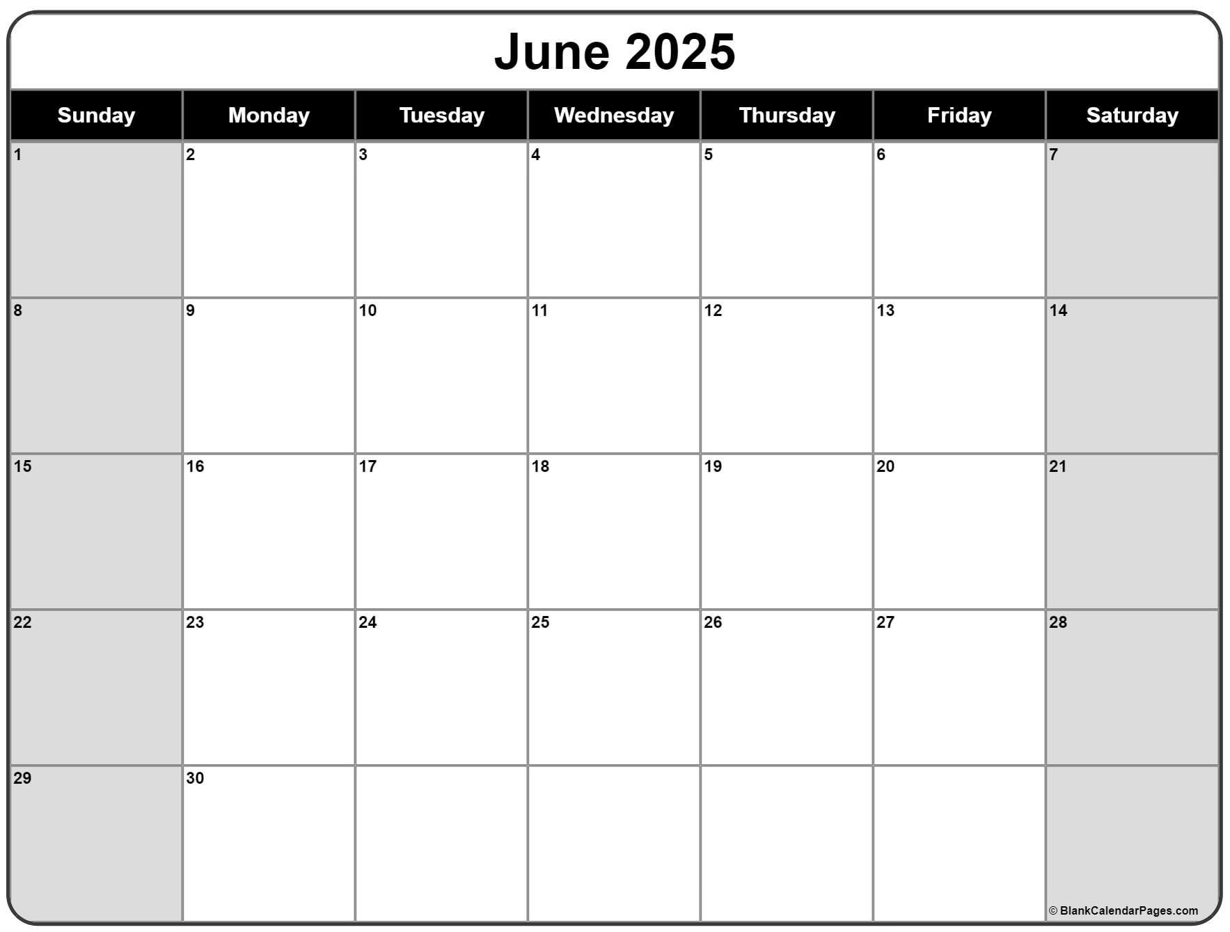 June 2025 Calendar | Free Printable Calendars intended for Month Of June 2025 Calendar Printable