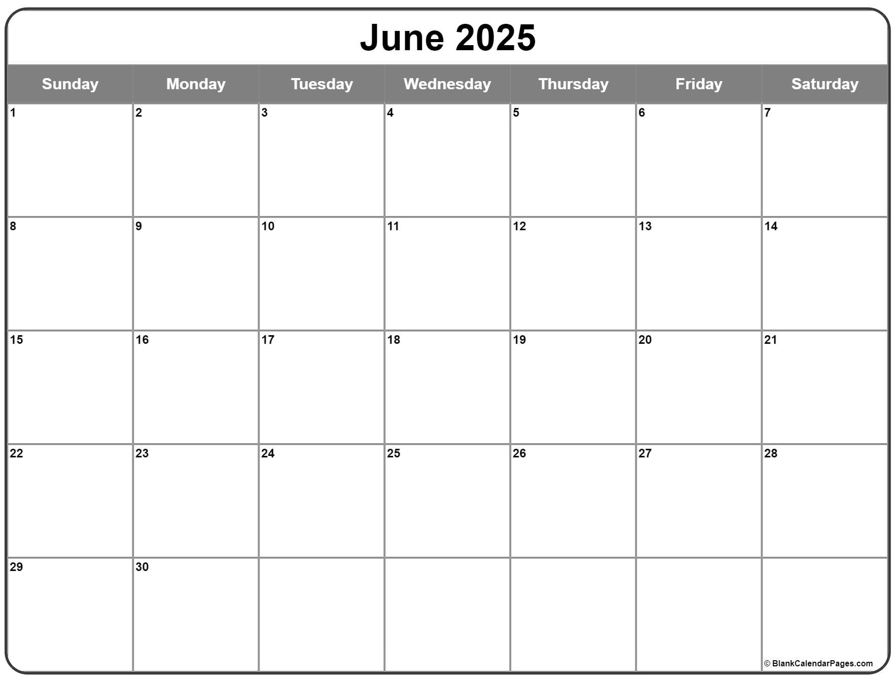 June 2025 Calendar | Free Printable Calendars intended for The Month Of June 2025 Calendar