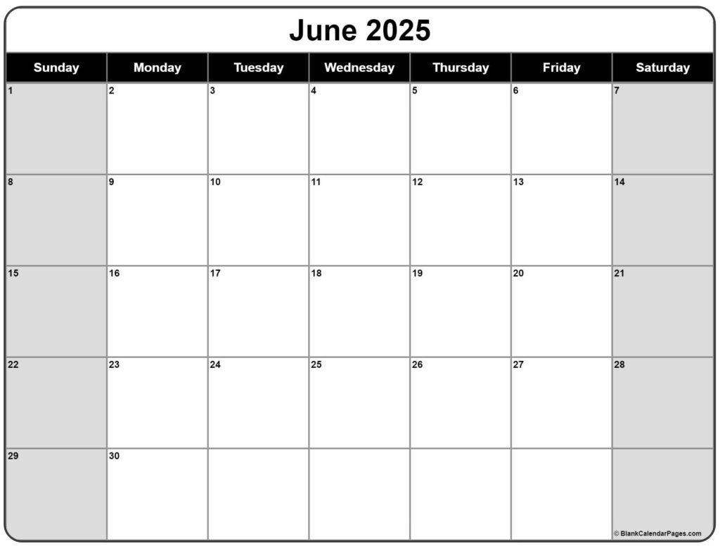June 2025 Calendar | Free Printable Calendars Throughout Calendar Template June 2025