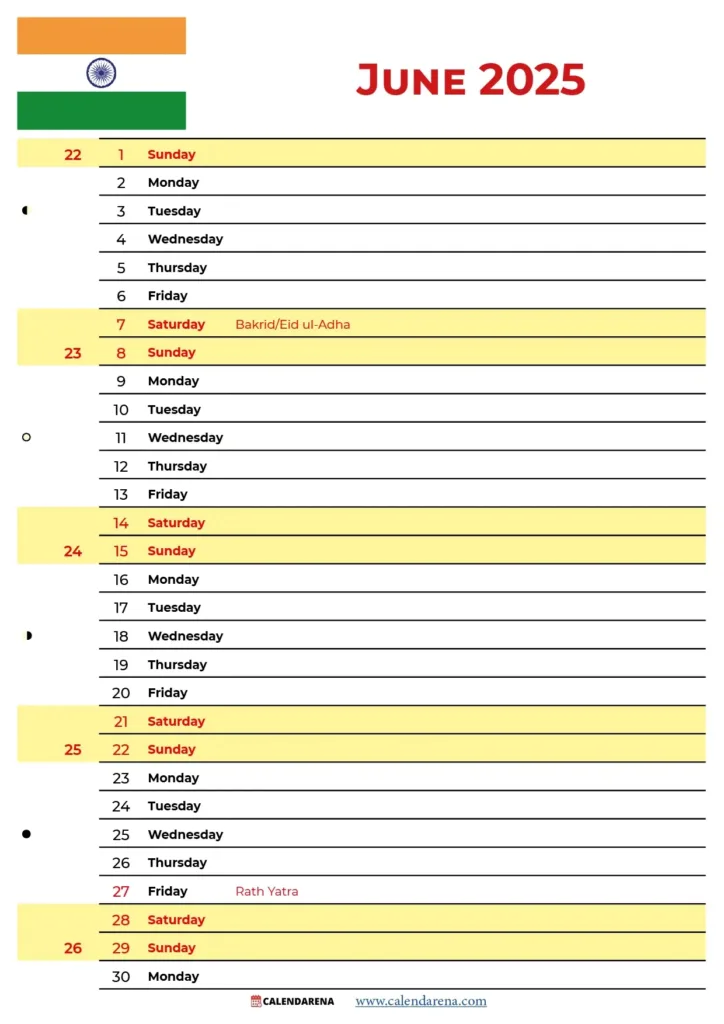 June 2025 Calendar India Intended For June 2025 Calendar Events