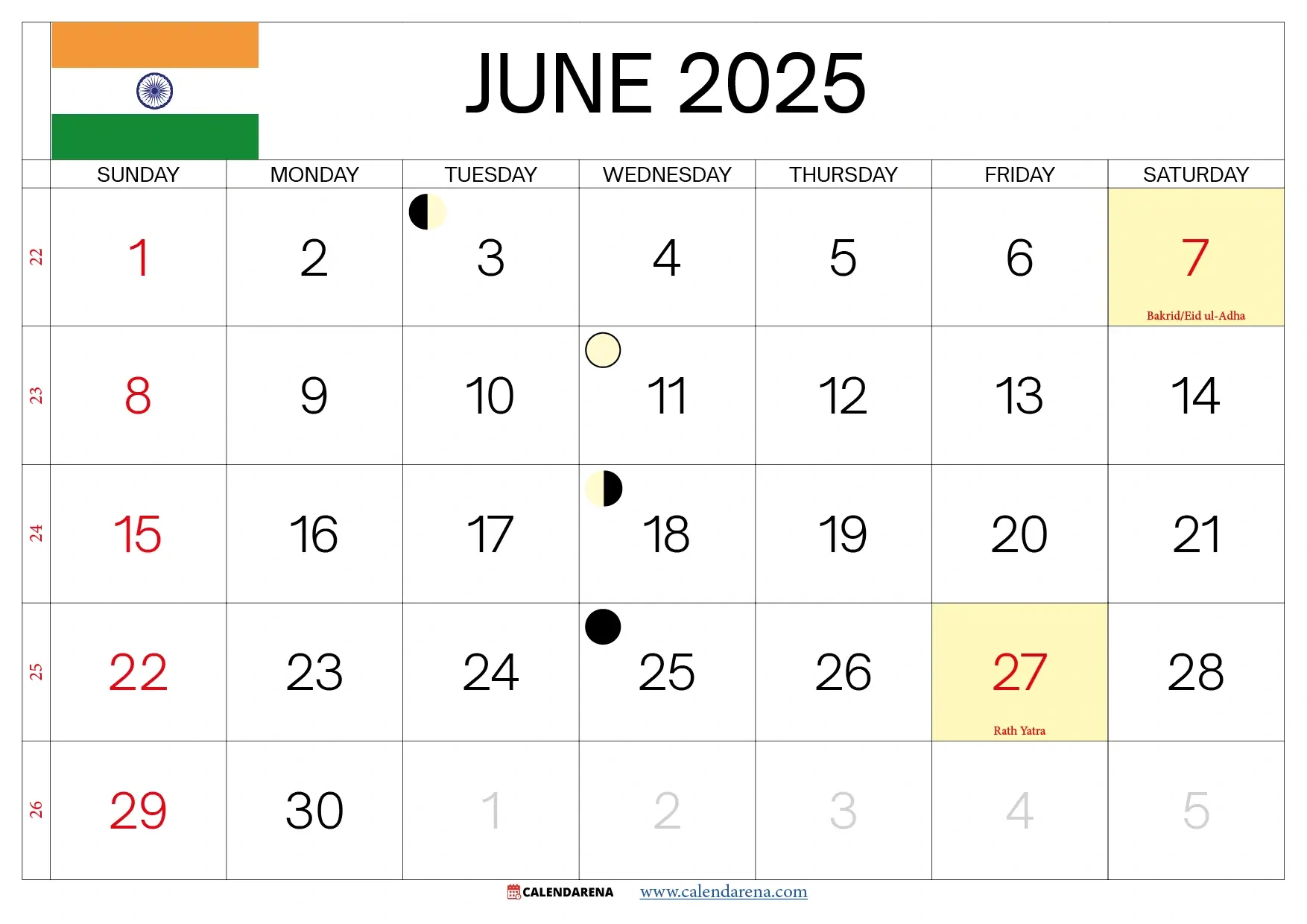 June 2025 Calendar India pertaining to Show The Calendar For June 2025