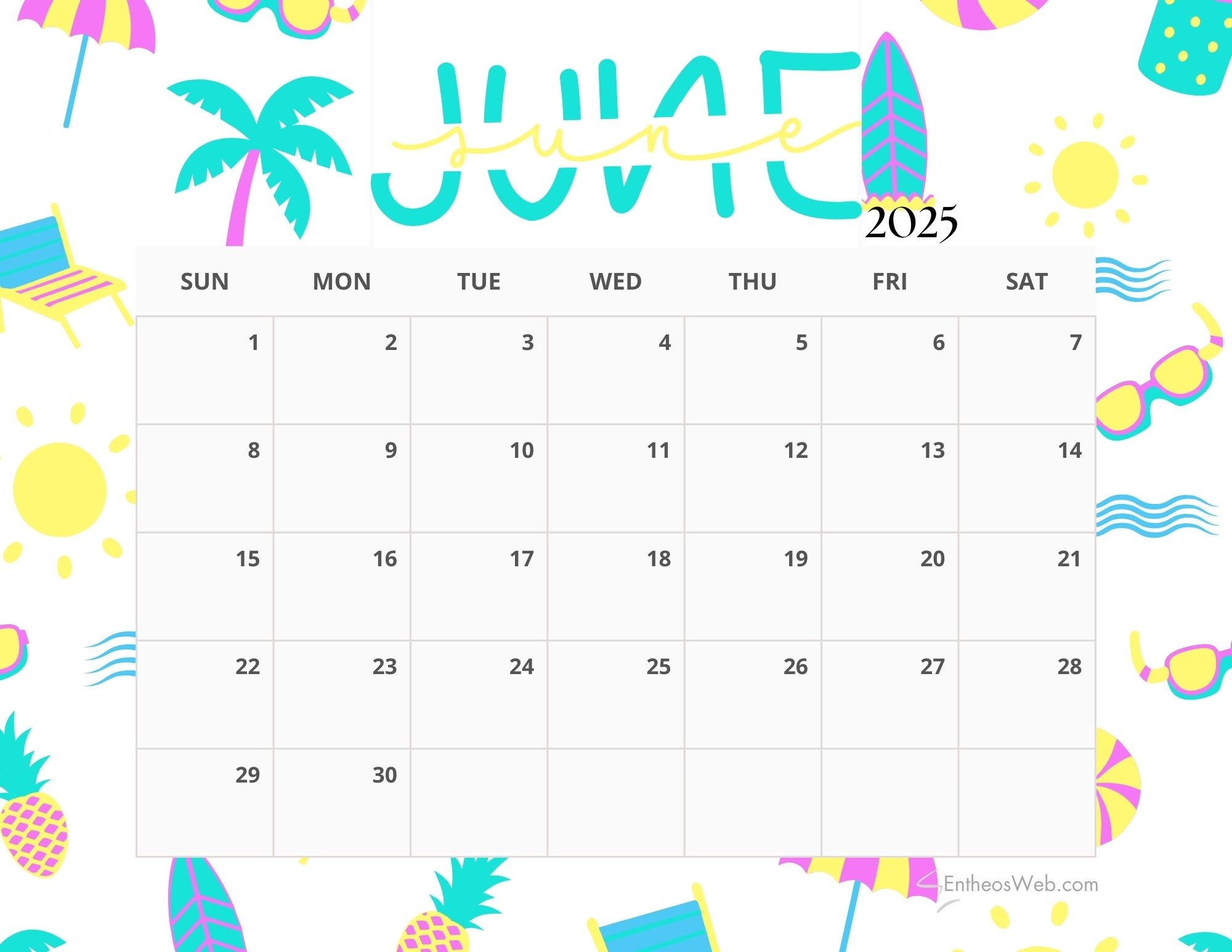 June 2025 Calendar Printables | Entheosweb pertaining to June Themes For Calendar 2025
