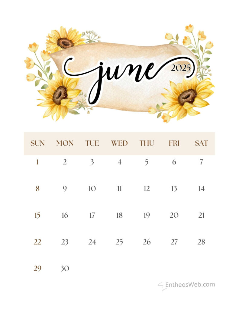 June 2025 Calendar Printables | Entheosweb With Sunflower June 2025 Calendar June 2025 Calendar Printables | Entheosweb With Sunflower June 2025 Calendar
