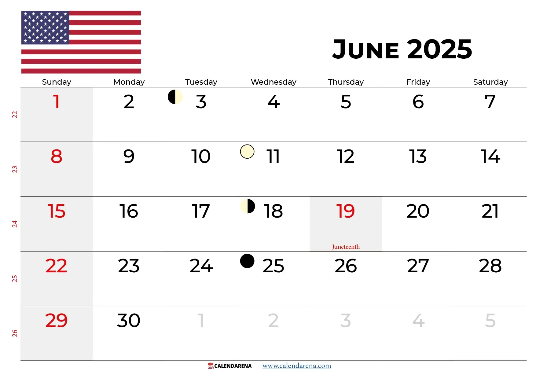 June 2025 Calendar Usa With Holidays pertaining to National Day Calendar For June 2025