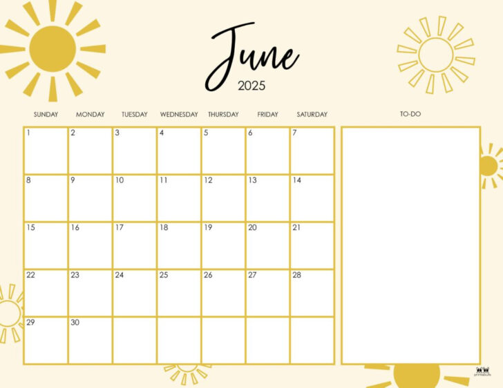 June Calendar 2025 Printable Cute
