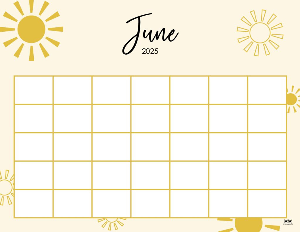 June 2025 Calendars - 107 Free Printables | Printabulls in June Calendar 2025 with Lines