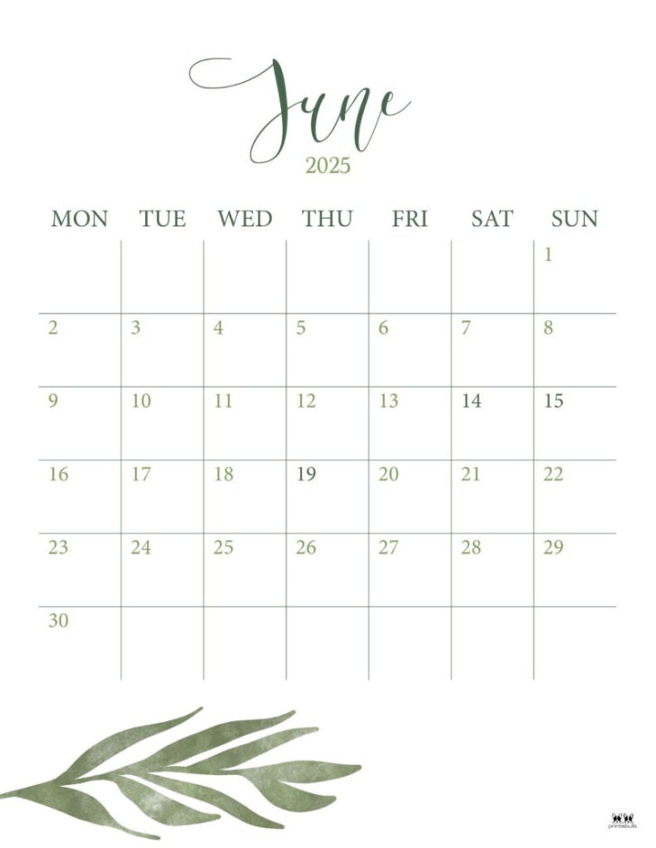 June Vertical Calendar 2025