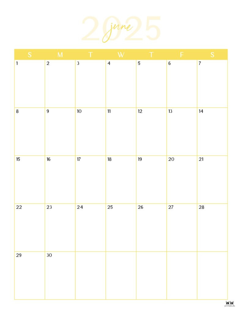 June 2025 Calendars - 107 Free Printables | Printabulls intended for Show Me A Calendar For The Month Of June