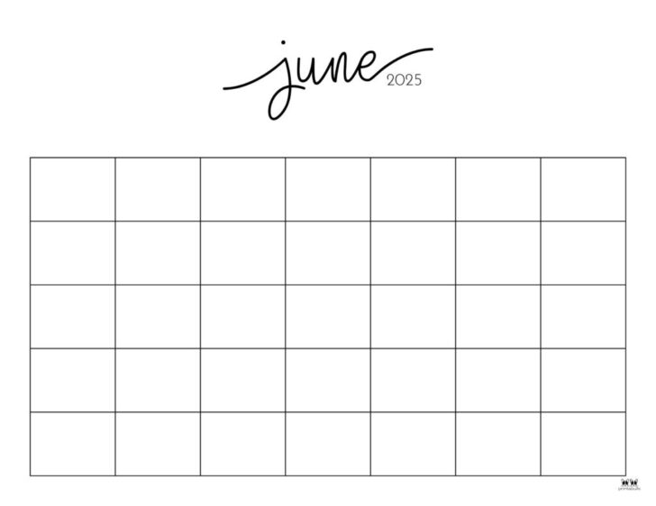 Blank Printable June 2025 Calendar