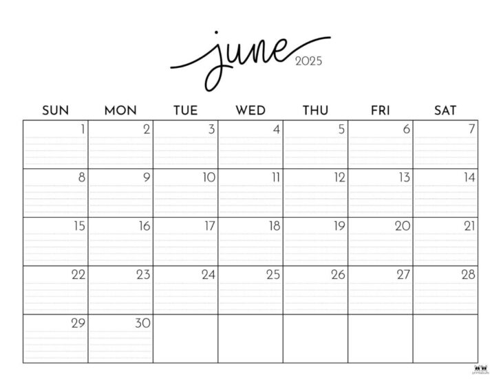 June 2025 Calendar Editable Free