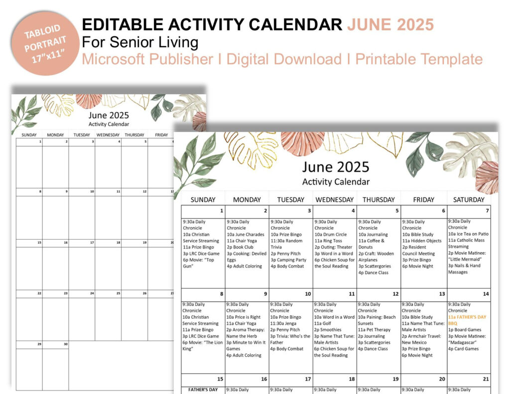 June 2025 Editable Monthly Activities Calendar For Senior Living With June Activity Calendar For Seniors 2025 June 2025 Editable Monthly Activities Calendar For Senior Living With June Activity Calendar For Seniors 2025