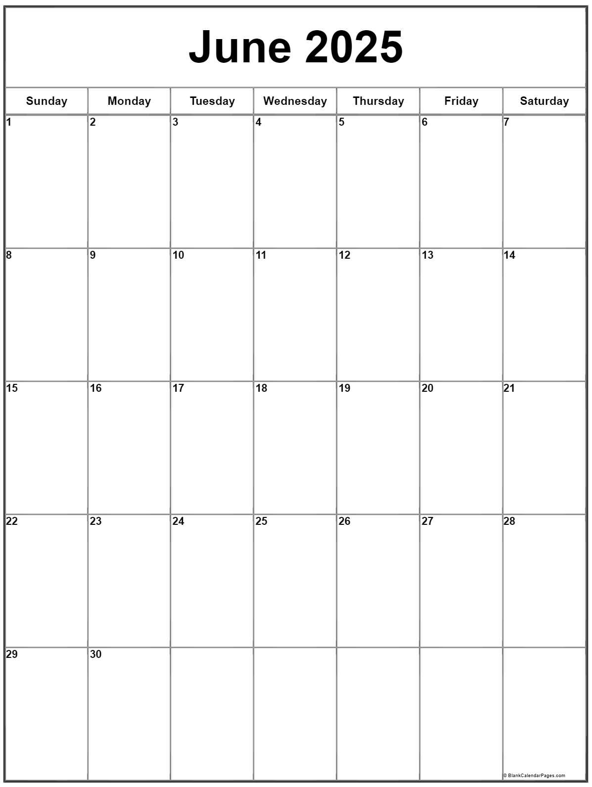 June 2025 Vertical Calendar | Portrait regarding June Vertical Calendar 2025