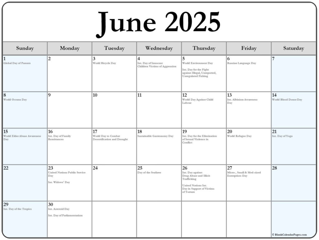 June 2025 With Holidays Calendar Pertaining To Calendar Of Events For June 2025 June 2025 With Holidays Calendar Pertaining To Calendar Of Events For June 2025