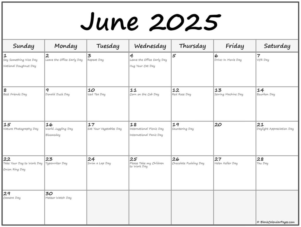 June 2025 With Holidays Calendar Within June National Day Calendar 2025 June 2025 With Holidays Calendar Within June National Day Calendar 2025